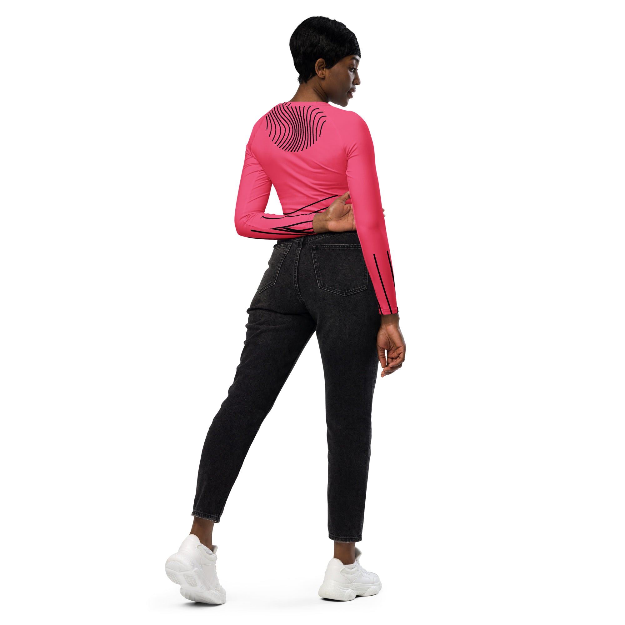 Long-sleeve crop top- activewear and streetwear. Women's gym or fitness top. WickedYo